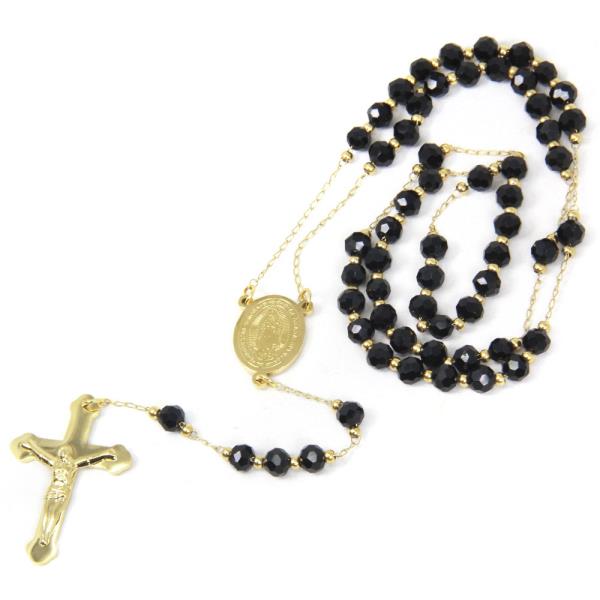Crystal Cut Bead Religion Cross Pendant Necklace