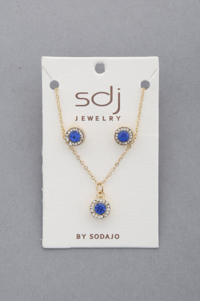 SODAJO ROUND CRYSTAL PENDANT NECKLACE