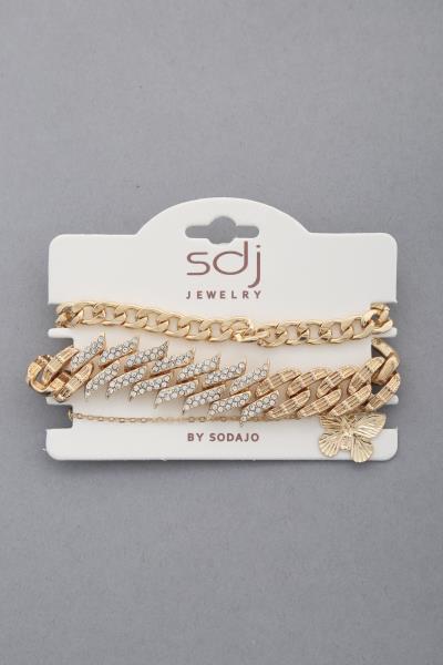 SODAJO Butterfly Curb Link Bracelet Set