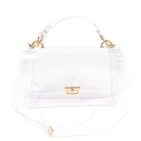 Transparent Metal Studded Flap Bag