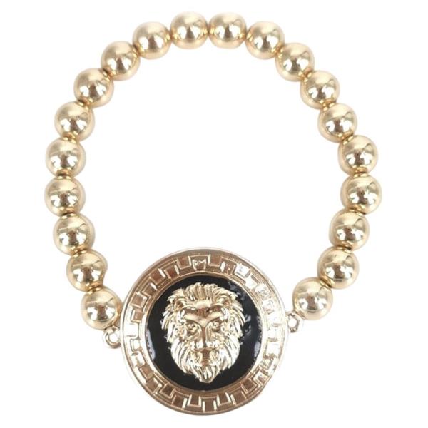 Lion Head Coin Metal Bead Bracelet