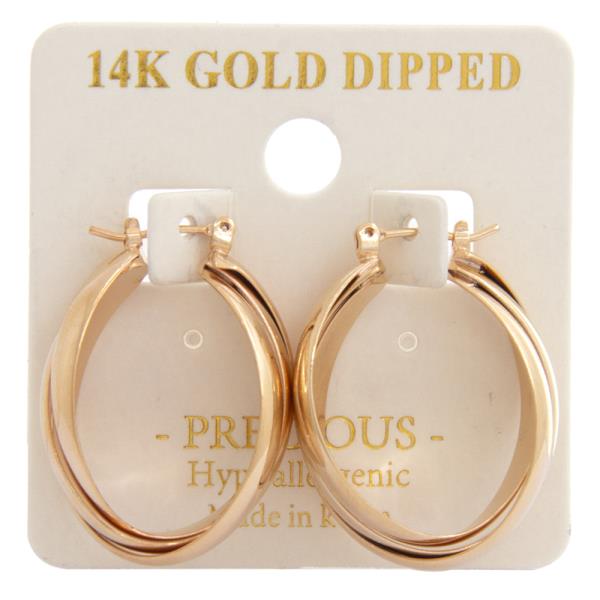 TRIPLE OVAL HOOP 14K GOLD DIPPED EARRING