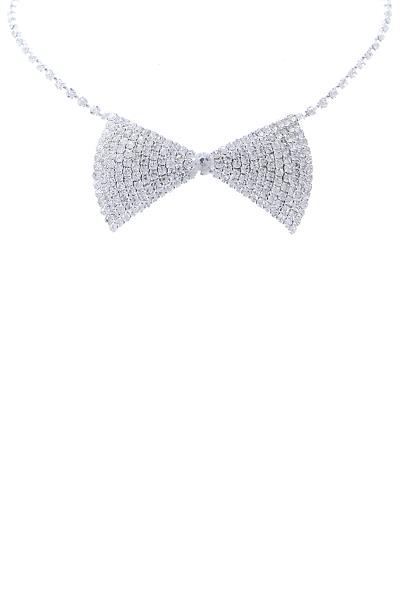 Rhinestone Bow Tie Collar Choker Necklace