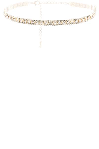 Crystal Rhinestone Baguette 3 Line Choker Necklace