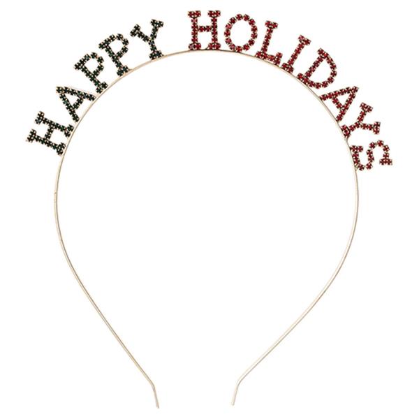 RHINESTONE HAPPY HOLIDAYS HEADBAND
