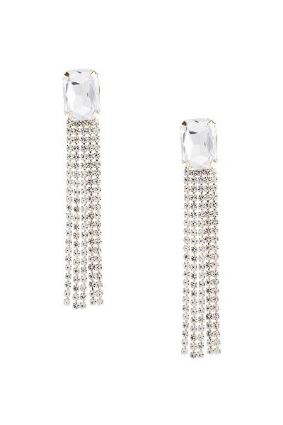 Rhinestone Rectangle Post Fringe Earring