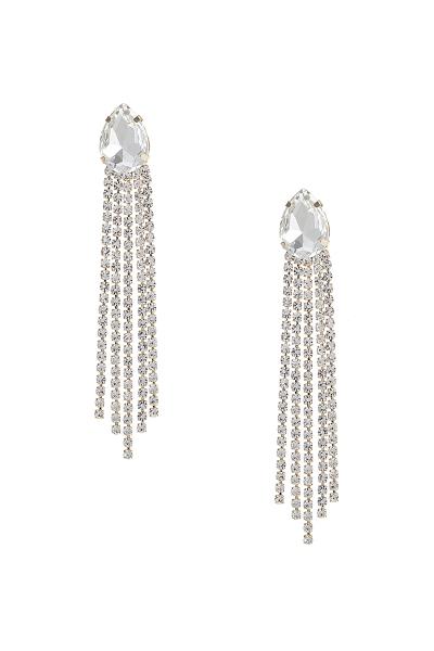 Rhinestone Teardrop Post Fringe Earring