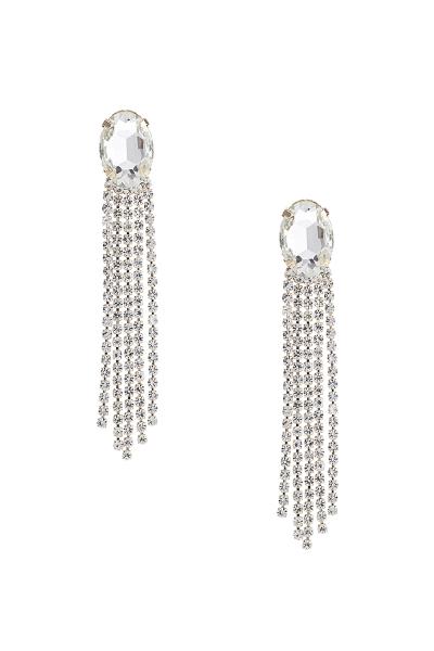 Rhinestone Oval Post Fringe Earring