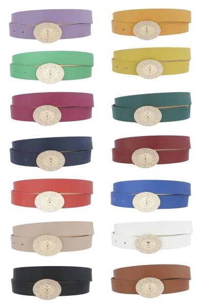 RHINESTONE GRECA BORDERED LION DISC BELT