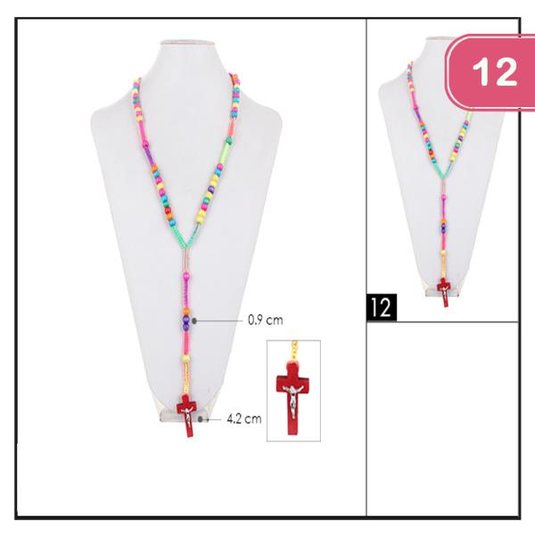 Seed Bead Religion Pendant Necklace (12 Units)