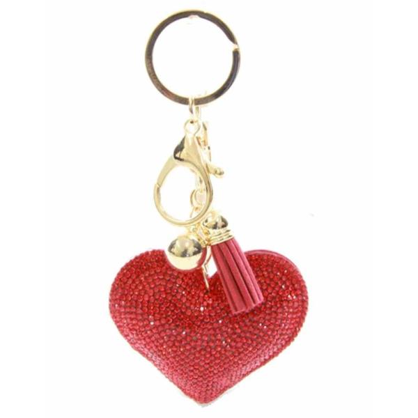 RHINESTONE HEART TASSEL KEYCHAIN