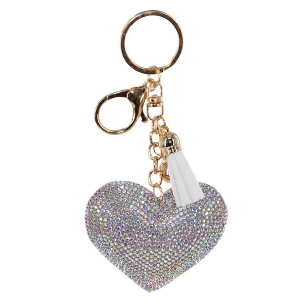 RHINESTONE HEART TASSEL KEYCHAIN