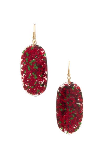 Oval Star Confetti Dangle Earring