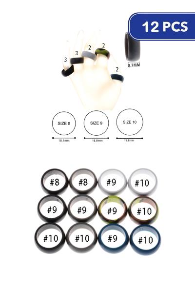 Silicone Unisex Sized Rings (12 Units)