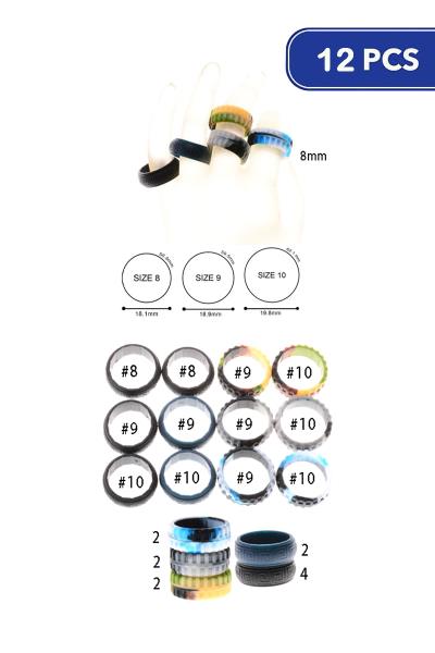 Silicone Unisex Sized Rings (12 Units)