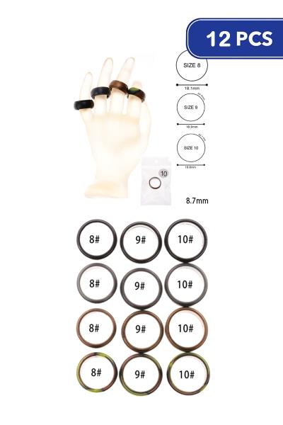 Silicone Unisex Sized Rings (12 Units)
