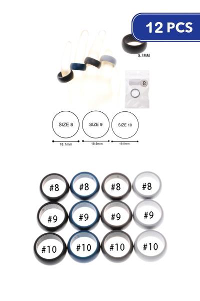 Silicone Unisex Sized Rings (12 Units)