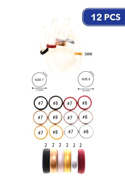 Silicone Womens Size Rings (12 Units)