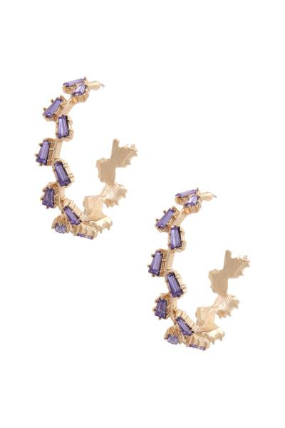 RECTANGLE RHINESTONE OPEN HOOP EARRING