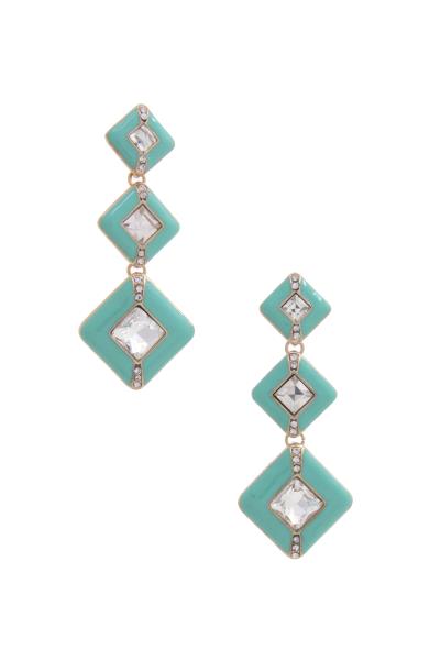 Rhombus Shape Color Metal Dangle Earring