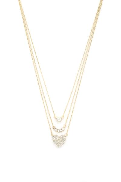 Heart Pendant Crystal Layered Necklace