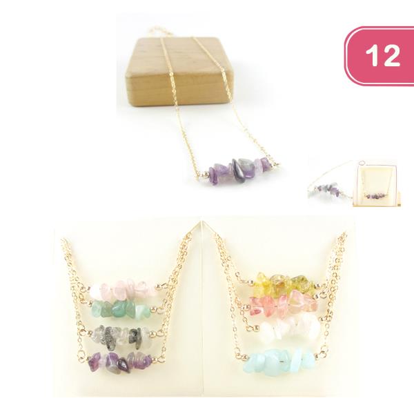 Stone Pendant Necklace (12 Units)