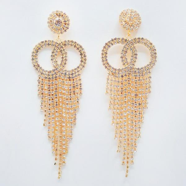 Double Circle Rhinestone Dangle Earring
