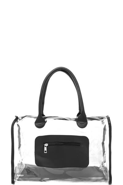 CLEAR ZIPPER HANDLE DUFFEL BAG