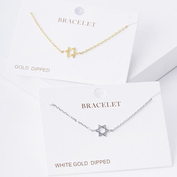 Gold Dipped Star of David Metal Bracelet