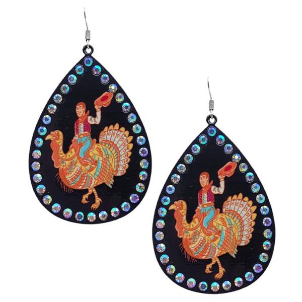 Thanksgiving Turkey Teardrop Earring