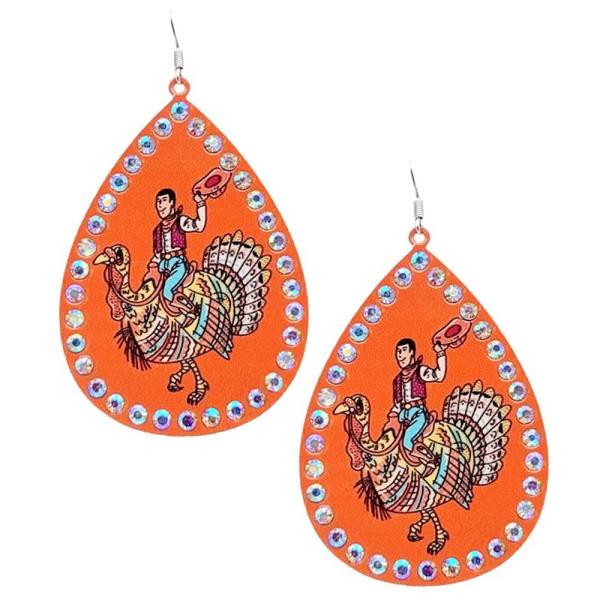 Thanksgiving Turkey Teardrop Earring
