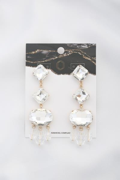 Oval Rhombus Rhinestone Dangle Earring