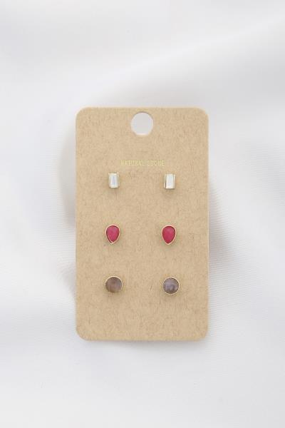 Semiprecious Earring (3 Pairs)
