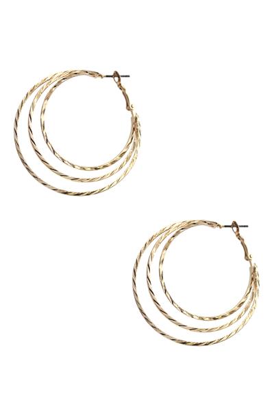 2 Inch Triple Metal Hoop Earring