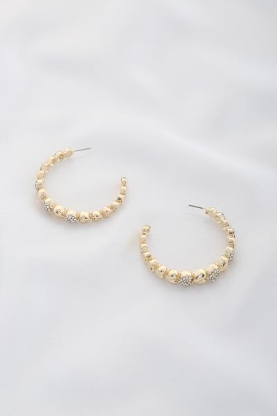 Heart Edge Rhinestone Open Circle Earring