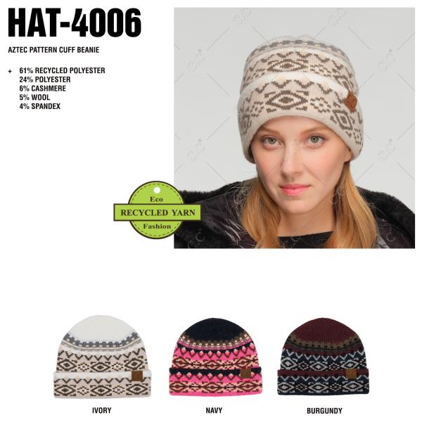 CC AZTEC PATTERN CUFF BEANIES