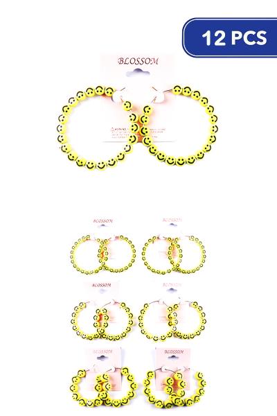 Happy Face Hoop Earring (12 Units)