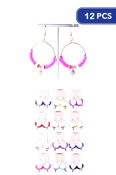 Hamsa Bead Round Dangle Earring (12 Units)