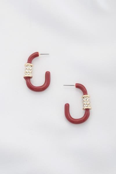 COLOR METAL OPEN OVAL EARRING
