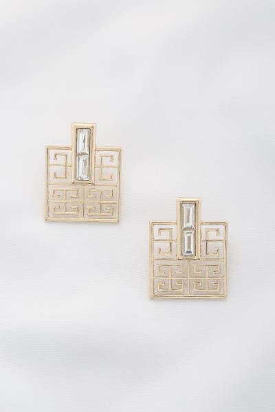 Square Crystal Metal Earring