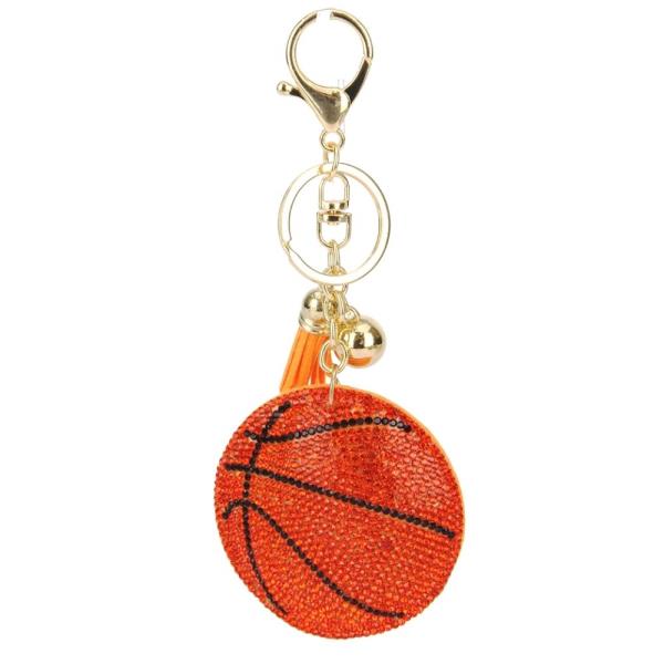 RHINESTONE BASKETBALL KEYCHAIN WITH TASSEL