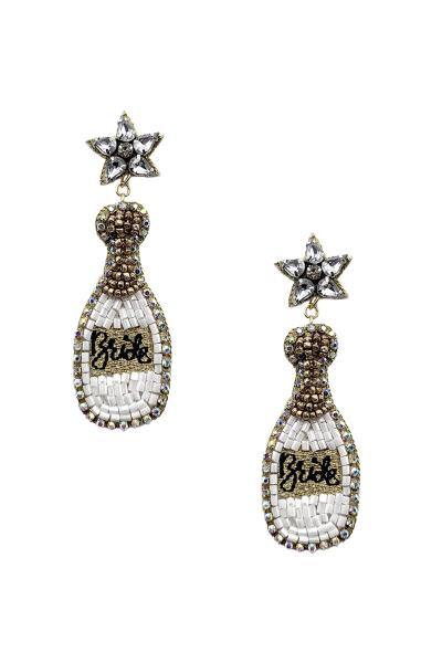 Seed Bead Champagne Bottle Dangle Earring