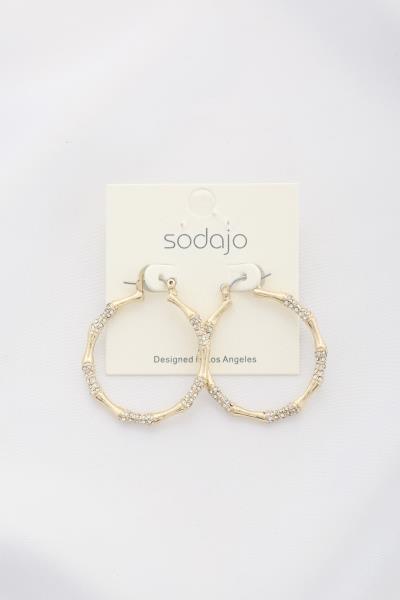 SODAJO Rhinestone Metal Hoop Earring