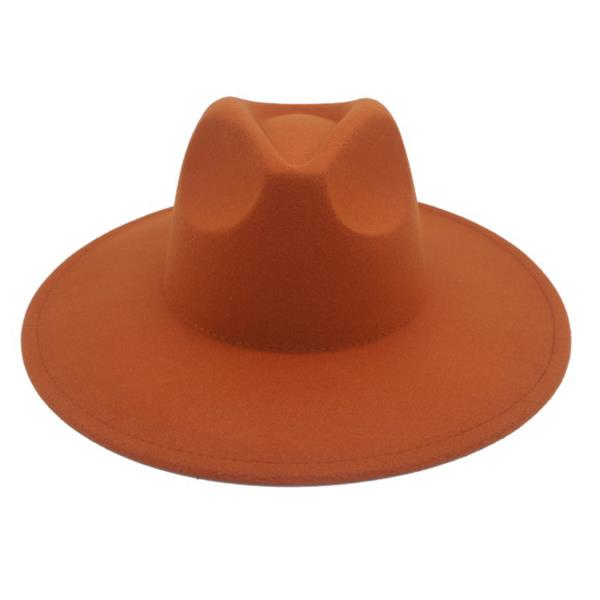 BANDLESS SIMPLE FELT WIDE BRIM FEDORA HAT
