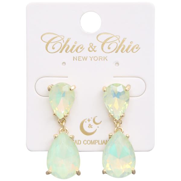 DOUBLE TEARDROP CRYSTAL DANGLE EARRING