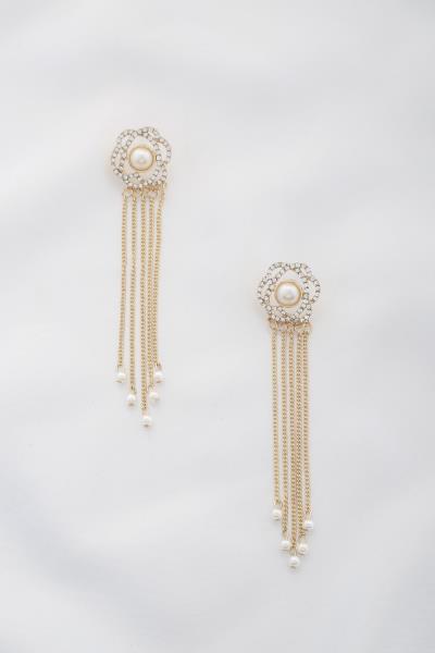 Flower Stud Chain Tassel Dangle Earring