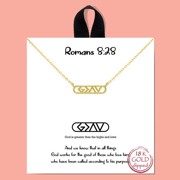 ROMANS 8:28 NECKLACE 18K GOLD RHODIUM DIPPED