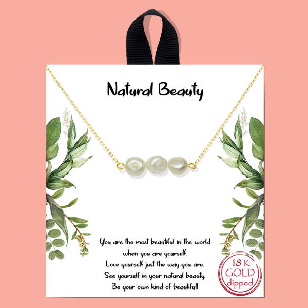 NATURAL BEAUTY NECKLACE 18K GOLD RHODIUM DIPPED