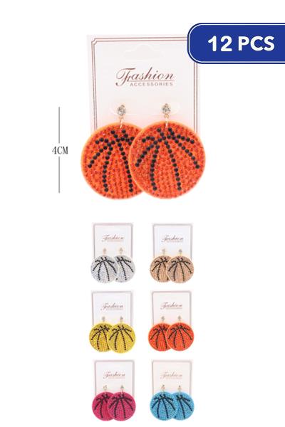 Rhinestone Basket Ball Dangle Earring (12 Units)