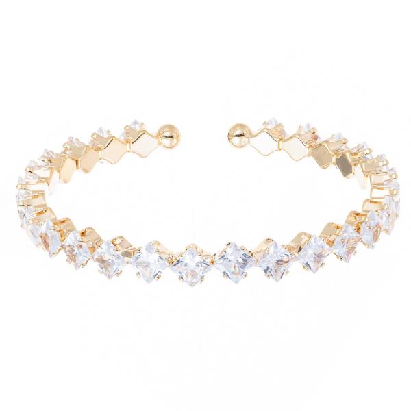 CRYSTAL SQUARE STONE CUFF BRACELET